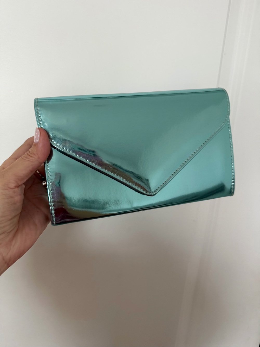 Metallic Teal Envelope Clutch - Women Bags